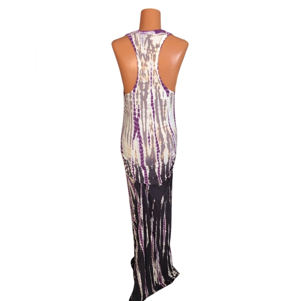 Young Fabulous & Broke,Purple & Gray Sundress Sleeveless Scoop Neck Rouched Side - Picture 2 of 4